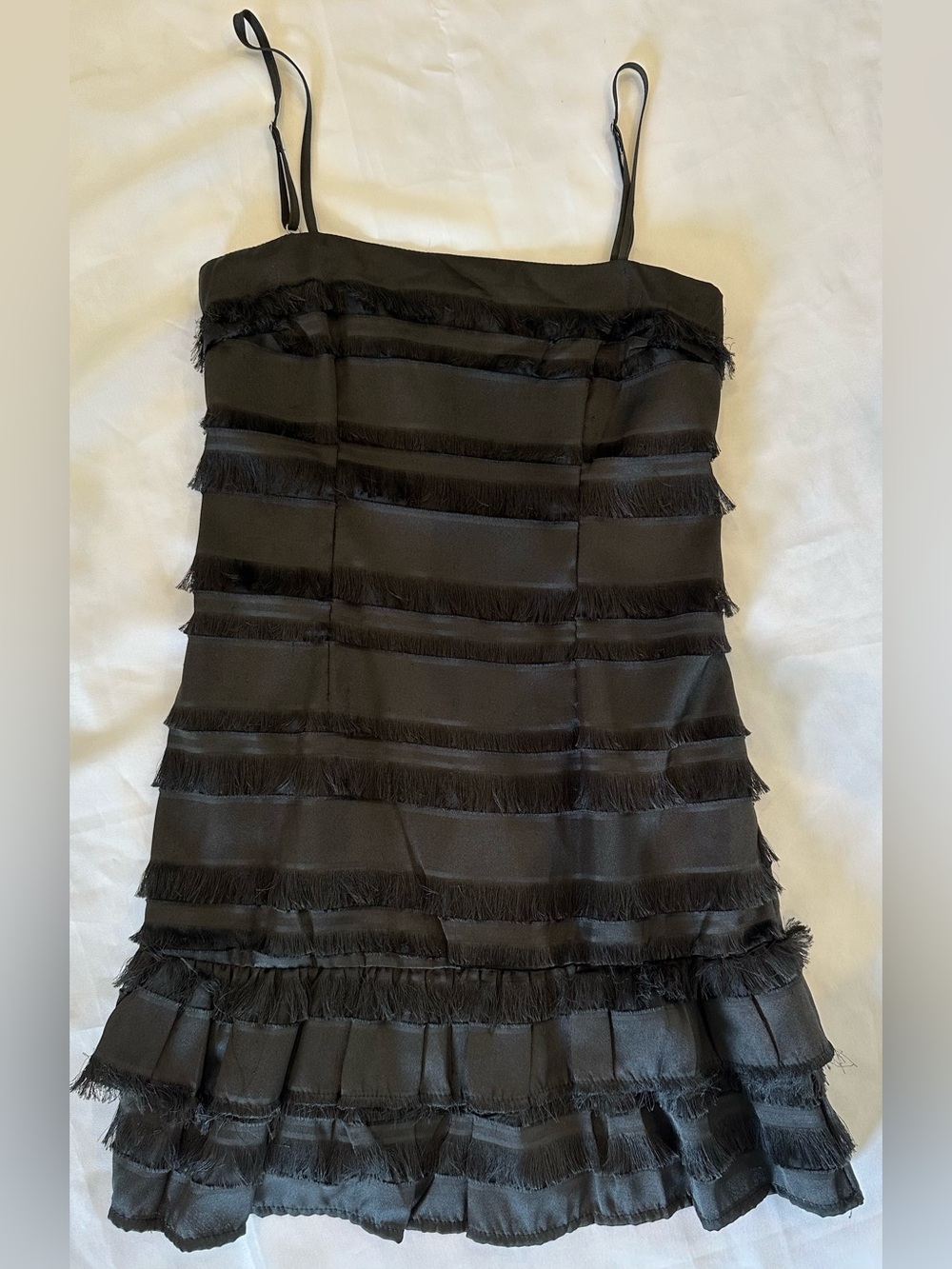 Princess Polly Black Strapless Fringe Mini Dress